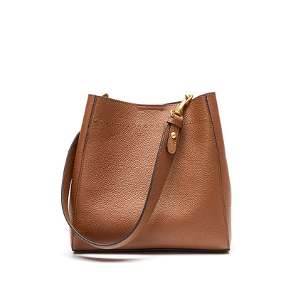 Genuine Leather Casual Shopper Shoulder Bag Commuter Large Bucket Handbag Simple High Quality Women Tote Underarm Bags