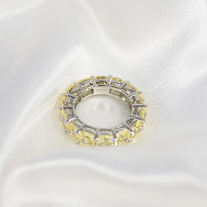 100% 925 Sterling Silver Sparkling 1 Row Full 5*5mm High Carbon Diamond Finger Rings For Women Wedding Party Fine Jewelry