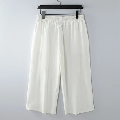 Cotton Linen Short Men Length Knee  8XL 9XL 13XL 170KG Large Size High Waist Shorts Male Long Men's Summer Breeches