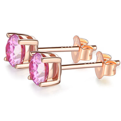 D Color Moissanite 1CT Gemstone 750 Rose Gold 18K Plated Stud Earrings for Women Solid 18K Gold Solitaire Fine Jewelry