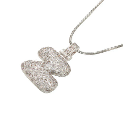 1.25x500mm Fat and lovely crystal brass silver color  letter necklace for women friends birthday gift model: VL34