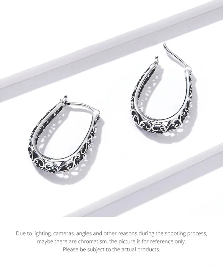 18K Gold Plated Filigree Hoop Earrings 925 Sterling Silver Vintage Vine Earrings For Women Fine Jewelry Original Design
