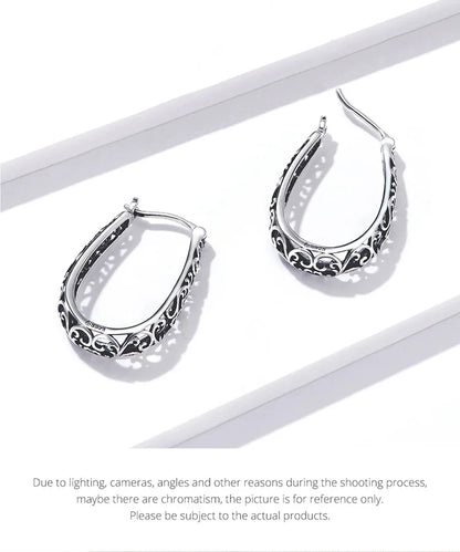 Gold Plated Filigree Hoop Earrings 925 Sterling Silver Vintage Vine Earrings For Women Fine Jewelry Original Design