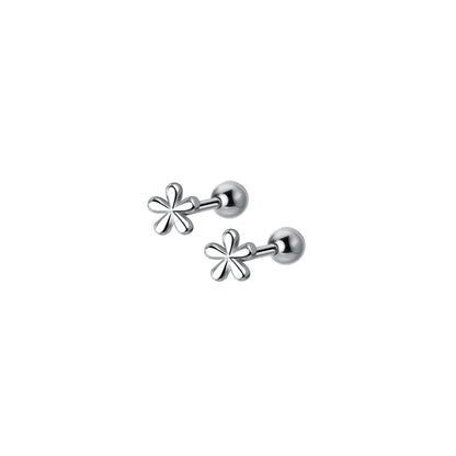 925 Sterling Silver Fashion Simple Golden Flower Beads Small Stud Earrings for Women Teen Piercing Jewelry Accessories