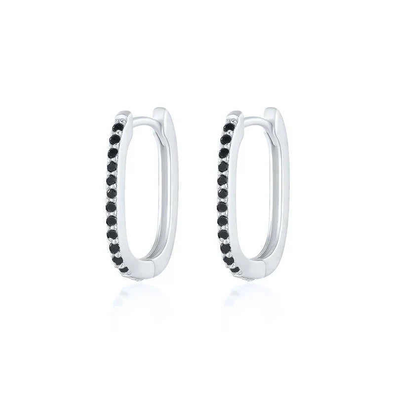925 Sterling Silver Square Piercing Huggie Hoop Earrings for Women Simple Cubic Zirconia Earings Fine Jewelry Pendientes