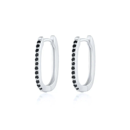 925 Sterling Silver Square Piercing Huggie Hoop Earrings for Women Simple Cubic Zirconia Earings Fine Jewelry Pendientes