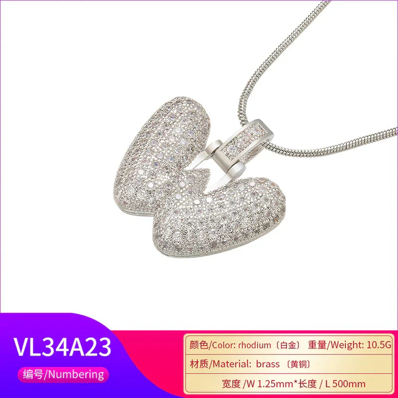 1.25x500mm Fat and lovely crystal brass silver color  letter necklace for women friends birthday gift model: VL34