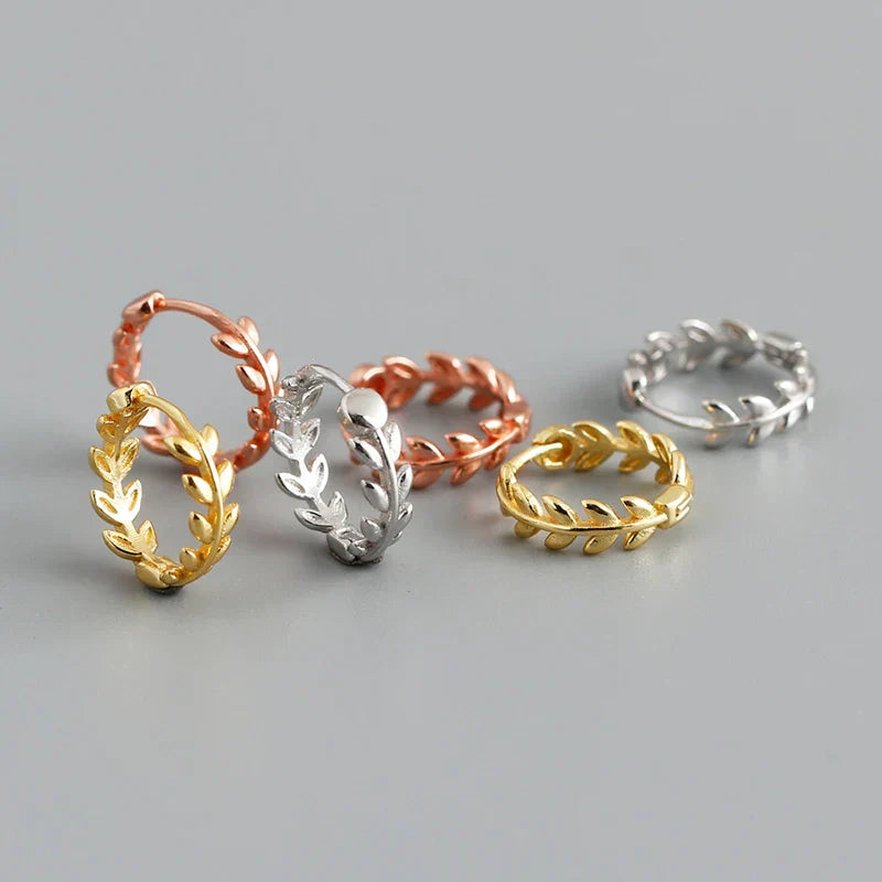 925 Sterling Silver Minimalist 18k Gold Plated Leaf Stud Earrings for Women Charm Teen Party Jewelry Ear Buckle Female