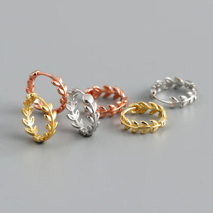 925 Sterling Silver Minimalist 18k Gold Plated Leaf Stud Earrings for Women Charm Teen Party Jewelry Ear Buckle Female