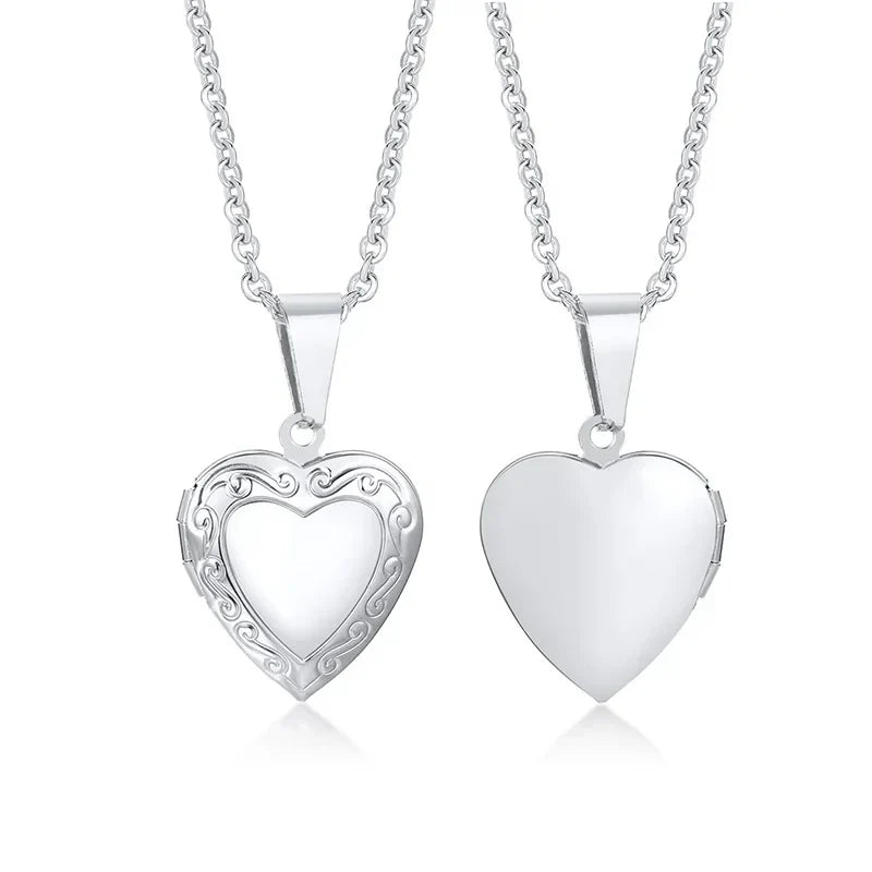 Delicate Floral Oval Heart Locket Pendant Necklaces for Women,Stainless Steel Photo Frame Promise Love Keepsake Gift