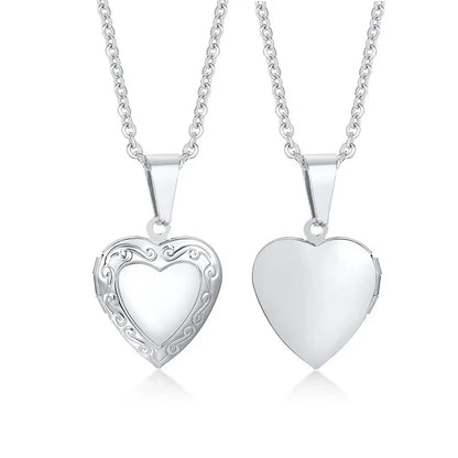Delicate Floral Oval Heart Locket Pendant Necklaces for Women,Stainless Steel Photo Frame Promise Love Keepsake Gift