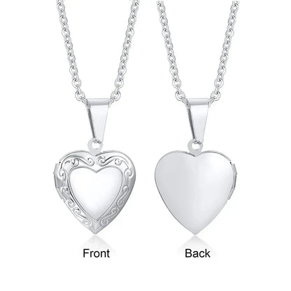 Light Heart Locket Pendants for Women Men Openable Photo Frame Glossy Stainless Steel Necklaces Family Love Collar
