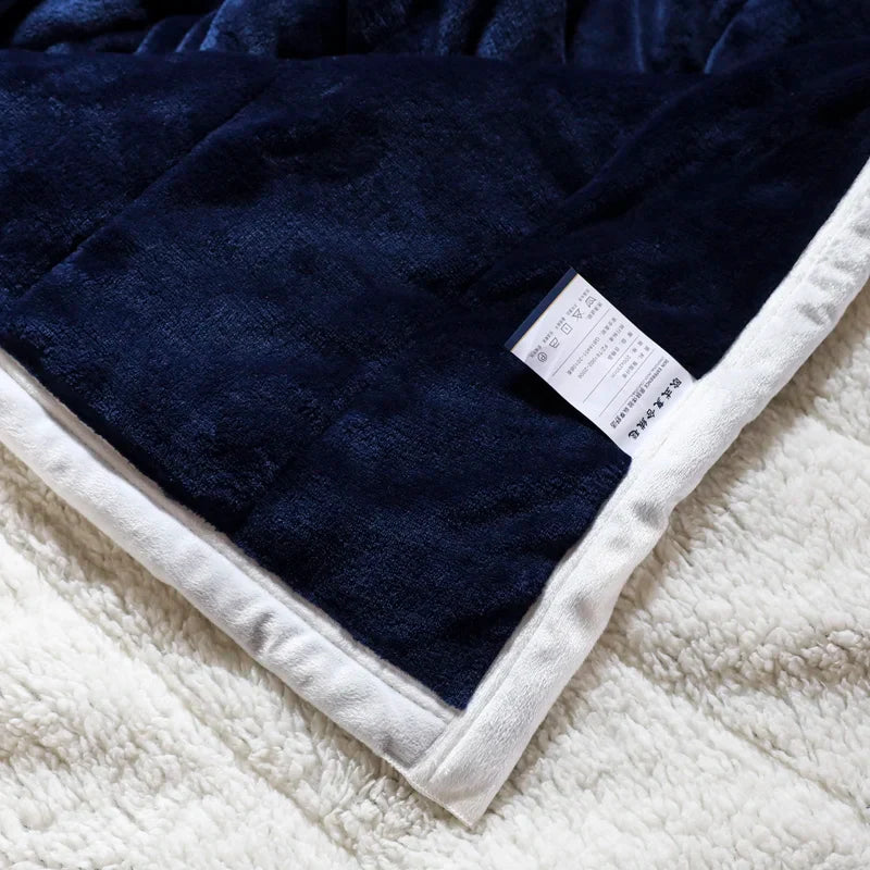 Super Soft Warm Throw Blanket Three-Layer Thick Velvet Solid Color Bedspread Coral Fleece Home Throws Adult Bed Cover Winter
