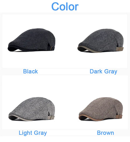 Big Size Newsboy Cap Men Winter Wool Thick Warm Vintage Herringbone Casual