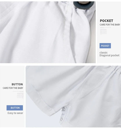 Solid Newborn Baby Boy Outfit Set Bow Formal Gentleman Suit for Toddlers Summer Sky Blue Romper + White Shorts Clothes for Baby