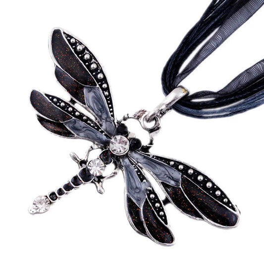 ParagraphWomen Crystal Dragonfly Ribbon Casual Pendant Necklace For Women Ewelry 2024 Gifts