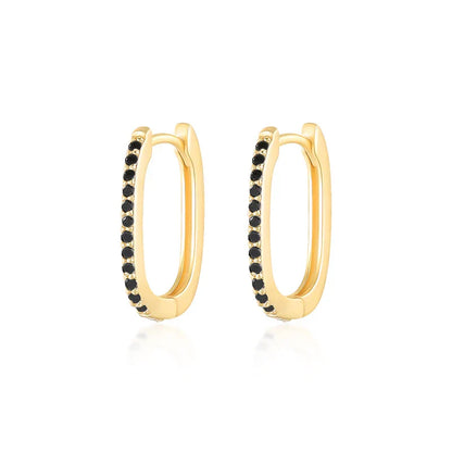 925 Sterling Silver Square Piercing Huggie Hoop Earrings for Women Simple Cubic Zirconia Earings Fine Jewelry Pendientes