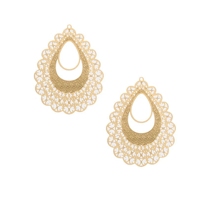 4pcs Gold Stainless Steel Filigree Earring Charm Pendants Connectors for Earring DIY Jewelry Making Supplies wholesale