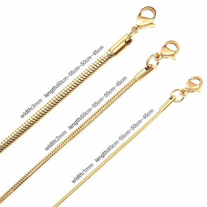 1MM/2MM/3MM Round Snake Chain Necklace For Women Men Gold Color Stainless Steel Herringbone Choker Fashion Jewelry Gift