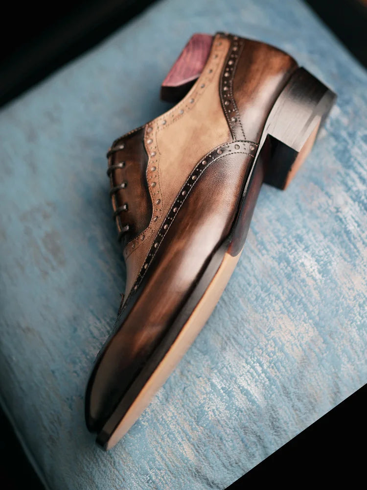 Fiddle-Back Beveled Waist Mens Dress Shoes Real Leather High Quality Wedding Shoes Formal Italian Design Shoes Handmade OX54