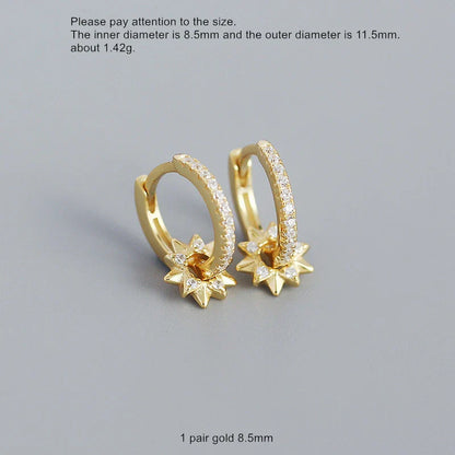 925 Sterling Silver Earring Zircon Sun Flower Ear Ring Geometric Style Water Drop Ear Bone Cute Temperament Woman Girl Ear Jewel