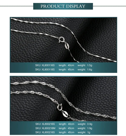 Genuine 100% 925 Sterling Silver Necklace Ingot Twisted Trace Belcher Snake Bar Singapore Box Chain Necklace Women