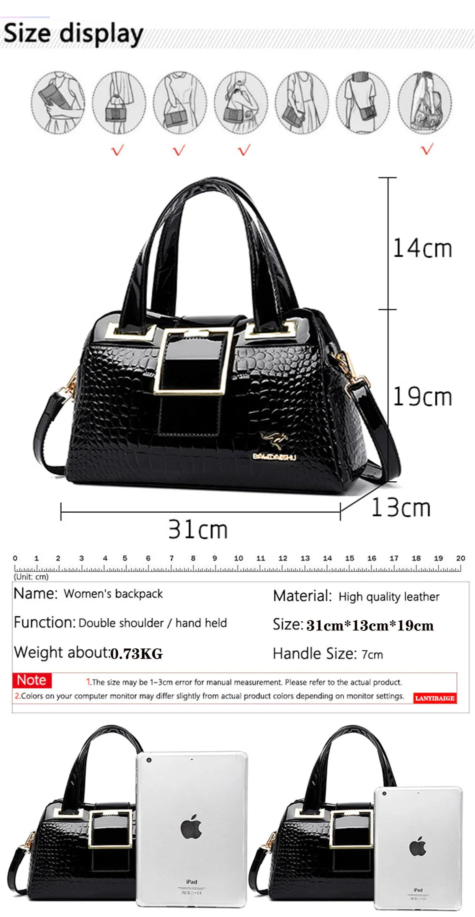 Luxury Designer Handbag Brand Crossbody Bags For Women 2024 New Crocodile Pattern Leather Shoulder Bags Casual Tote Bag Bolsos