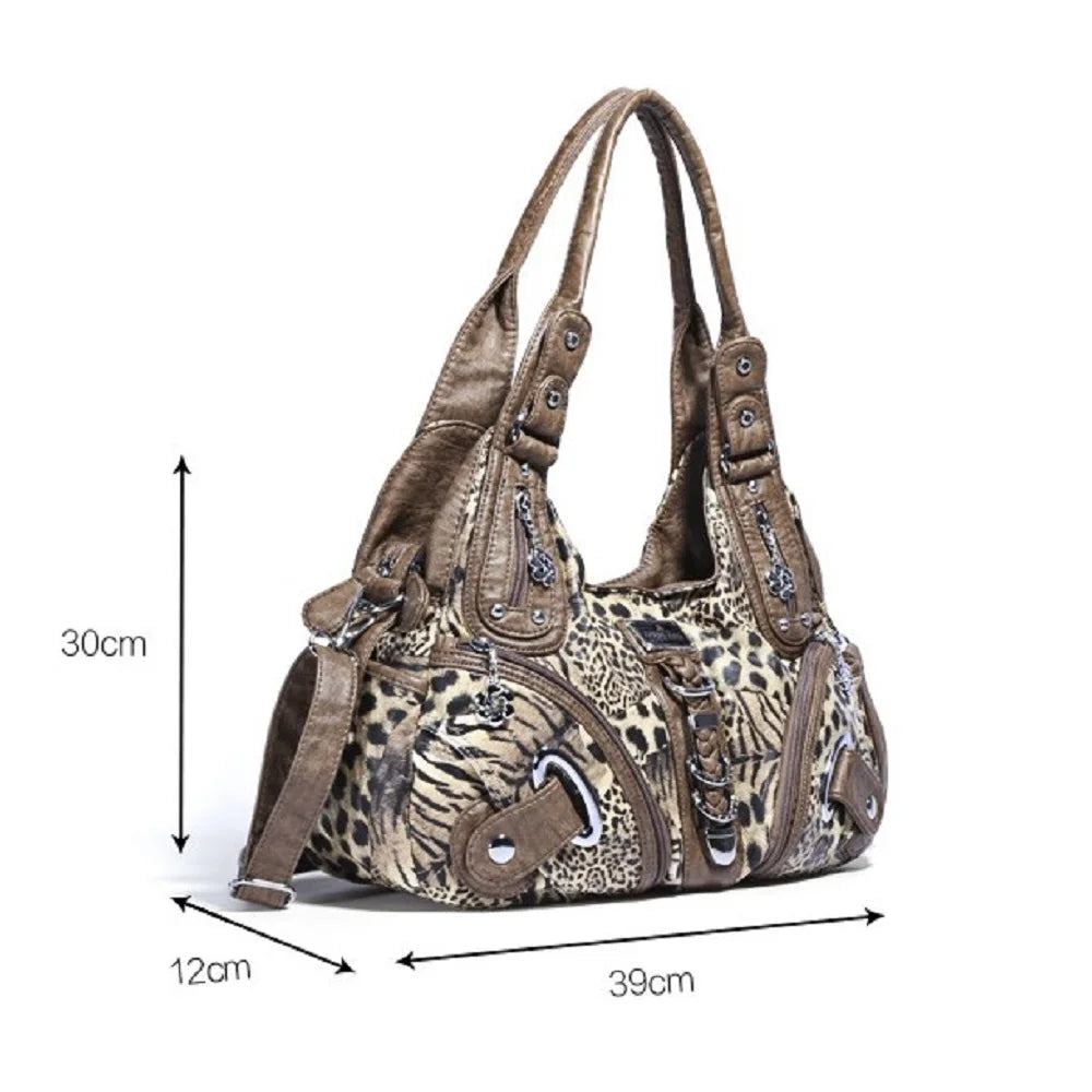 Women Handbags Leopard Bag Top-handle Handbag Fashion Satchel Dumpling Pack Shoulder Bag Tote Bag Hobos Large Purse