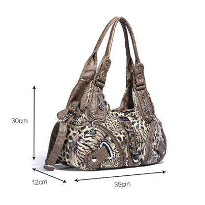 Women Handbags Leopard Bag Top-handle Handbag Fashion Satchel Dumpling Pack Shoulder Bag Tote Bag Hobos Large Purse