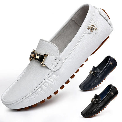 White Loafers for Men Size 48 Slip on Shoes Driving Flats Casual Moccasins for Men Comfy Male Loafers