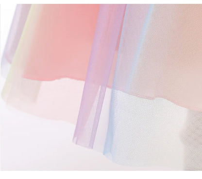 3-12T Sequins Girls  Perform Prom Dress Rainbow Little Princess Piano Banquet Formal Gala Clothes Wedding Sequins Evening Dress