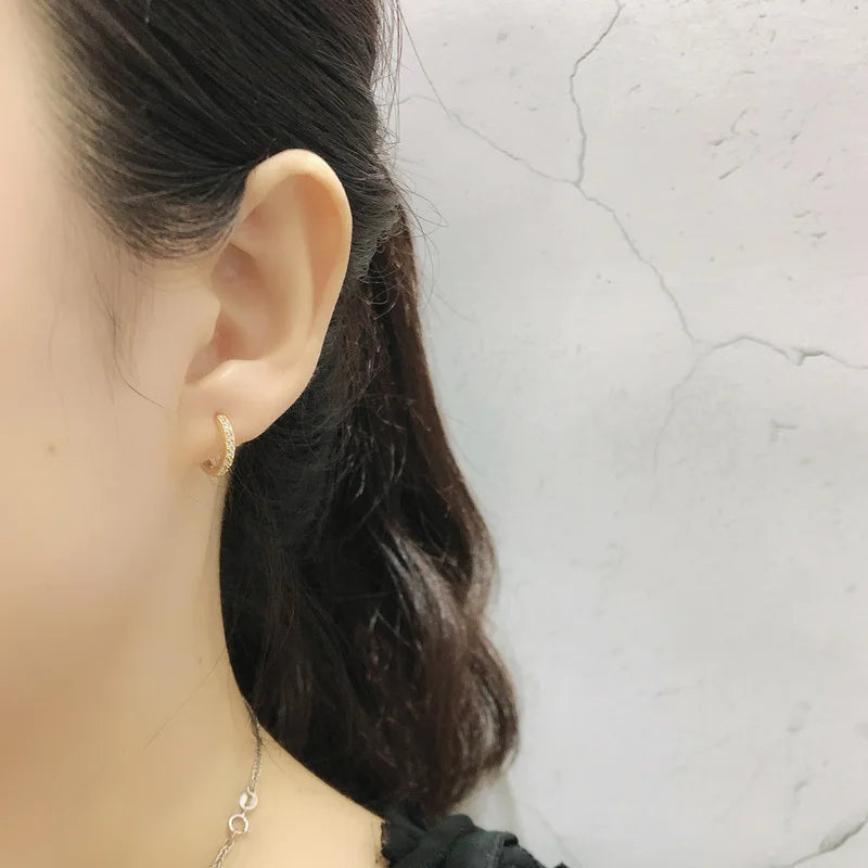 Real 925 Sterling Silver Gothic Simple White Zircon Hoop Earrings for Women Men Charms Unique Party Couple Jewelry 2021