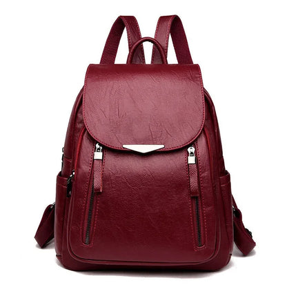 Luxury Backpack For Women Soft PU Leather Backpack Travel Large Capacity School Bag Double Zipper Business Knapsack