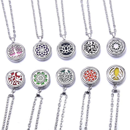 New Tree Of Life Aromatherapy Necklace Stainless Steel Essential Oil Diffuser Amulet Perfume Locket Pendant Women Jewelry Gift