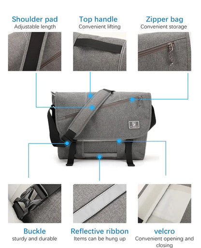15 Inch Laptop Men Messenger Bag Fashion Travel Sling Shoulder Bag Men's Canvas Briefcase Male Crossbody Pack For Teenages
