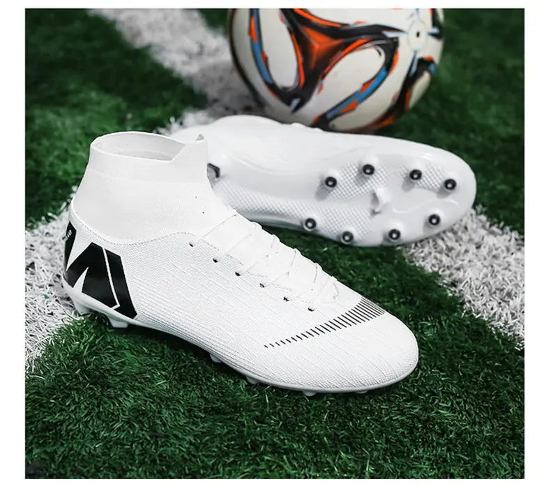 New Futstal FG/TF Orange Soccer Boots For Men High Top Men Soccer Cleats Football Trainers Men Sport Shoes zapatillas de futbol