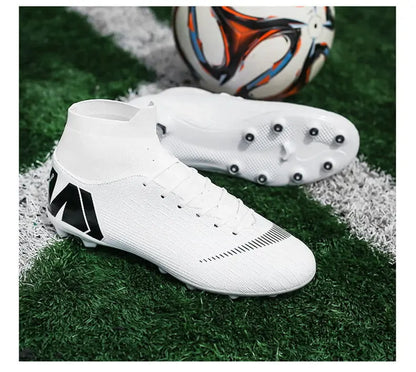 New Futstal FG/TF Orange Soccer Boots For Men High Top Men Soccer Cleats Football Trainers Men Sport Shoes zapatillas de futbol