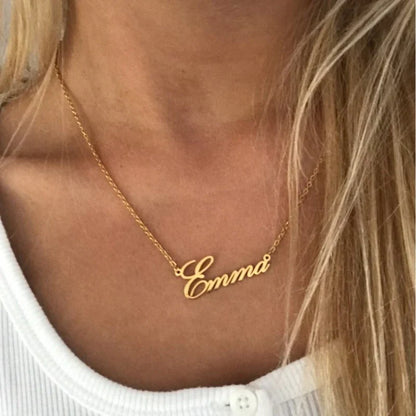 Customized Fashion Stainless Steel Name Necklace Personalized Letter Gold Color Choker Necklace Pendant Nameplate Gift