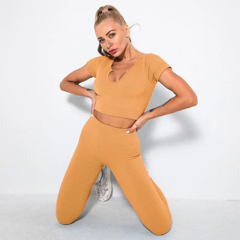 2/4/6PCS Seamless Women Yoga Set Workout Sportswear Fitness Bra Sport Pants Gym Clothing High Waist Leggings Shorts Sports Suits