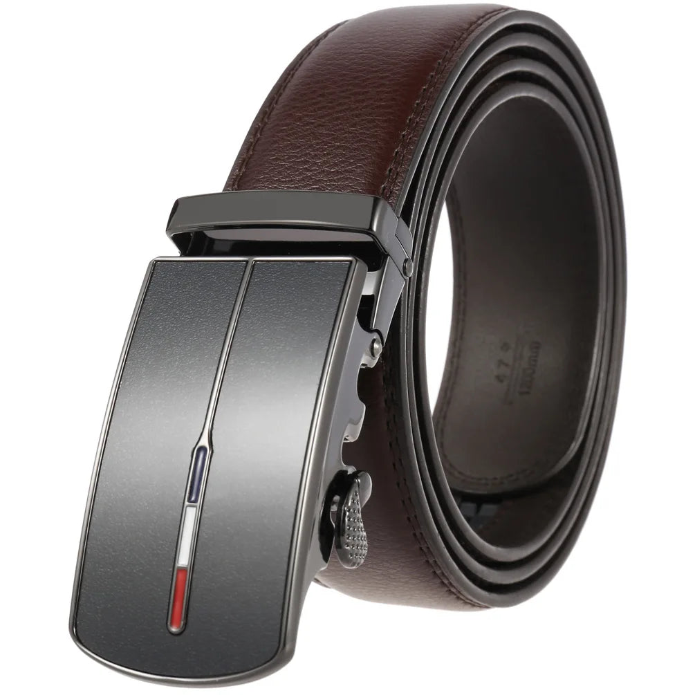 Cowskin Belt Men High Quality Leather Belts Strap Male Metal Automatic Buckle Belt for Men Formal Luxury Waistband Strap