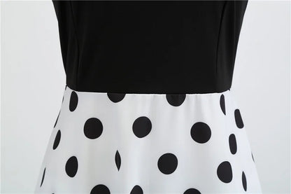 Women Vintage Long Sleeve Polka Dot Dress Spring Autumn New Year Party Dresses 3XL Black Vestidos