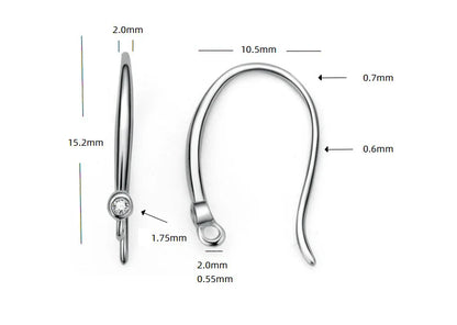TrustDavis Real 925 Sterling Silver Fashion Dazzling CZ Opening Handmade Ear Hook Earring DIY Accessories Fine Jewelry HY365