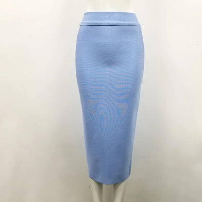 Women Candy Color Sexy Neon Green Brown Orange Yellow Knee Length Bandage Pencil Skirt 2020 Designer Skirt Faldas 78cm