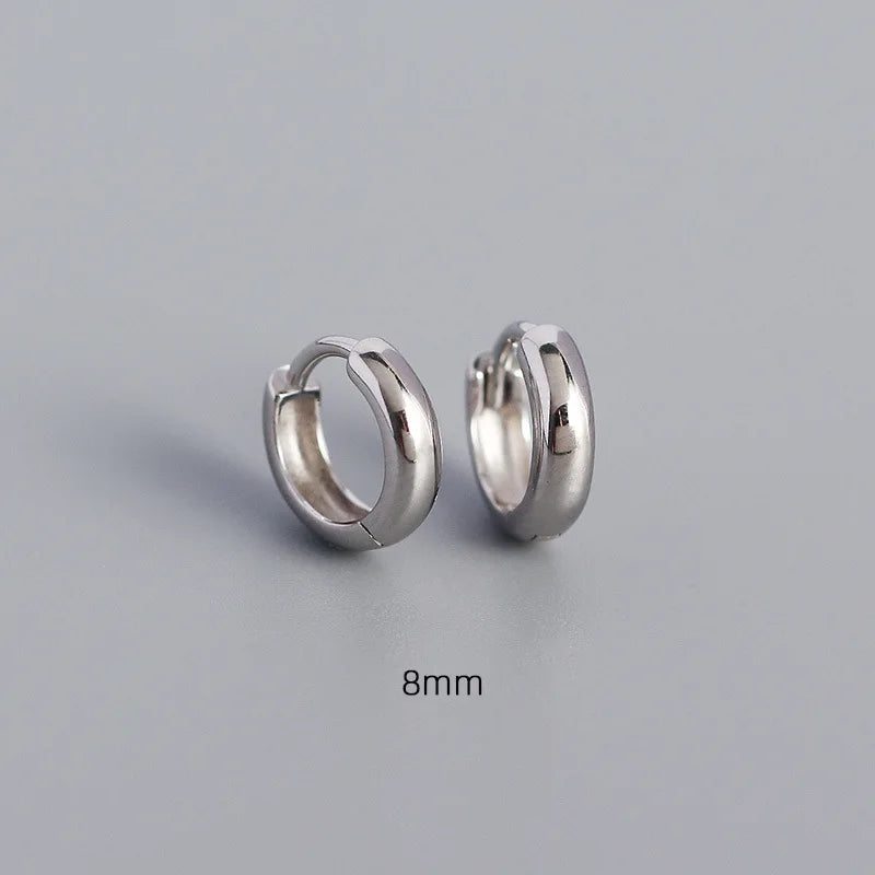 925 Sterling Silver Minimalism Punk Rock Wide Hoop Earrings for Women Men Fashion Gothic Bohe Huggie Ear Buckle Jewelry