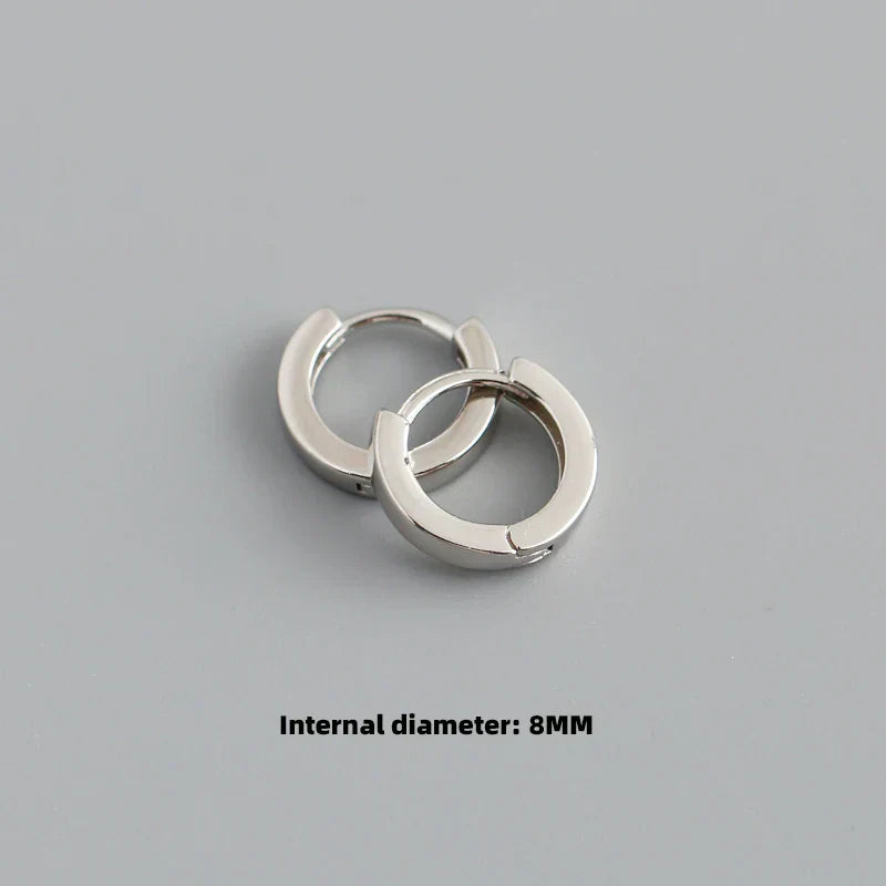 925 Sterling Silver Minimalist Punk Rock Circle Hoop Earrings for Women Men Goth Piercing Ear Buckle Charm Fine Jewelry