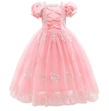 Girl Cosplay Princess Aurora Rapunzel Dress Up Kids Christmas Halloween Tulle Fancy Costume for Children Girls Birthday