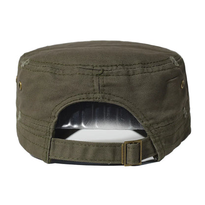 Four Seasons Washed Cotton Flat Caps Men Women Military cap Unique Design Vintage Flat Top Hat