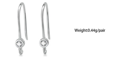 TrustDavis Real 925 Sterling Silver Fashion Dazzling CZ Opening Handmade Ear Hook Earring DIY Accessories Fine Jewelry HY365