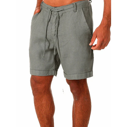 Summer Fashion Mens Linen Shorts Men Cotton Beach Short  New Wild Leisure Loose Solid Cargo Shorts for Men Sweatshorts