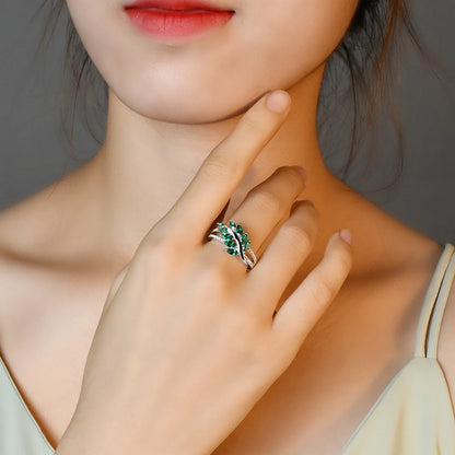 Classic 925 Sterling Silver Lab Emerald Created White Sapphire Gemstone Anniversary Band Ring For Women Fine Jewelry